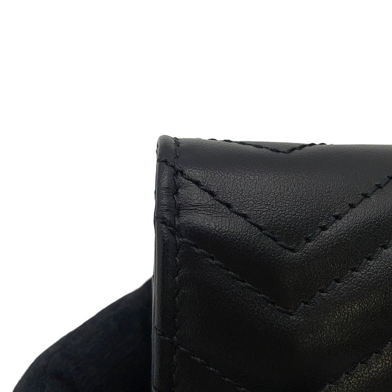 グッチ 二つ折り財布 GGマーモント ダブルG ミニウォレット 466492 GUCCI 財布 シェブロン キルティング カードケース 黒