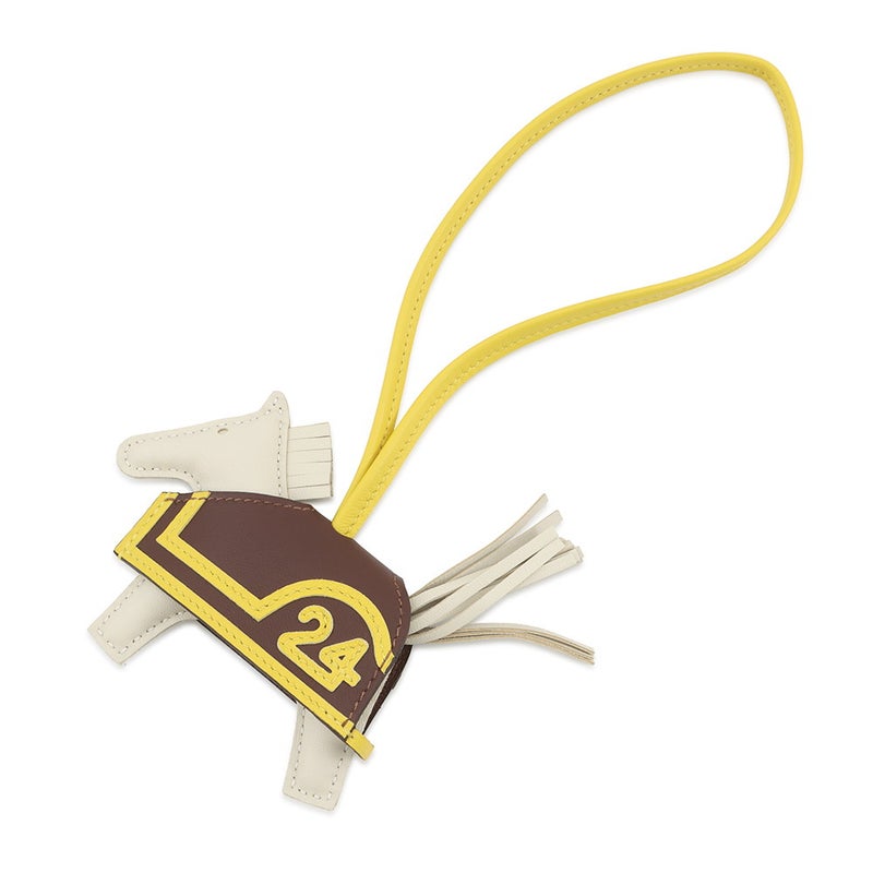 エルメス バッグチャーム ロデオPM ロベオ 24 クレ/テール/ジョーヌナプル ラムスキン/スイフト K刻印 HERMES