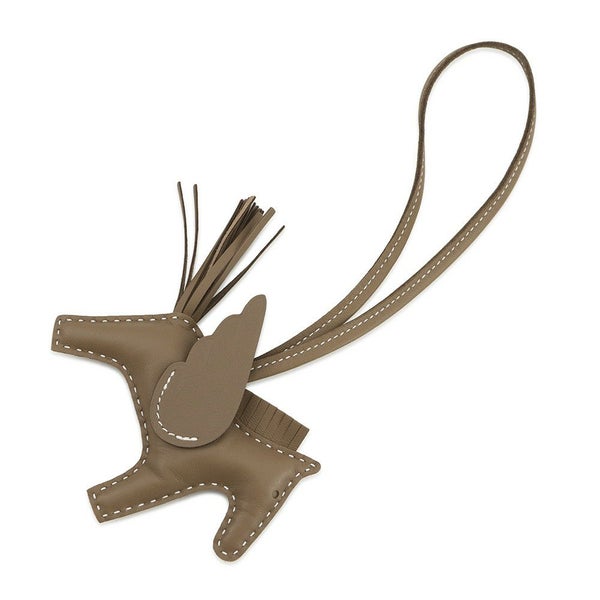 エルメス バッグチャーム ロデオPM ペガサス エトゥープ ラムスキン G刻印 HERMES