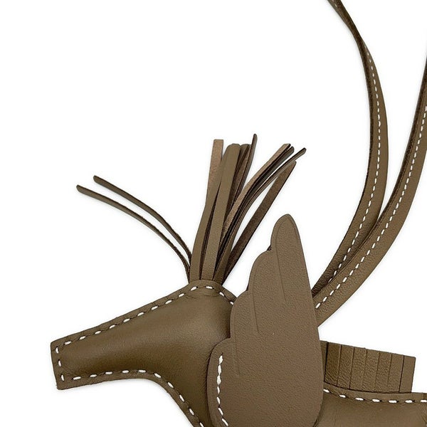 エルメス バッグチャーム ロデオPM ペガサス エトゥープ ラムスキン G刻印 HERMES