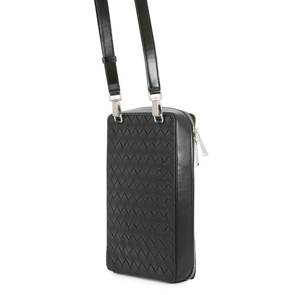 ボッテガヴェネタ ショルダーバッグ イントレチャート レザー 596730 BOTTEGA VENETA 黒