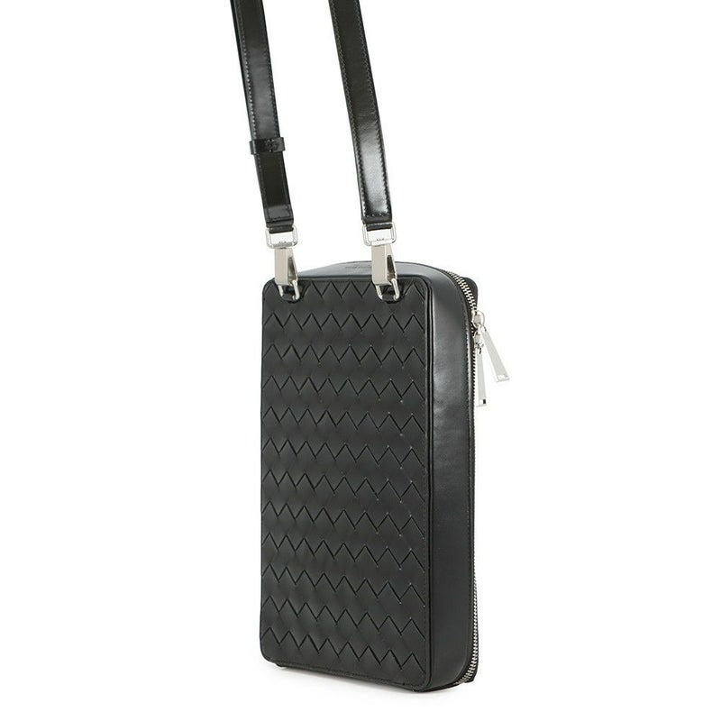 ボッテガヴェネタ ショルダーバッグ イントレチャート レザー 596730 BOTTEGA VENETA 黒