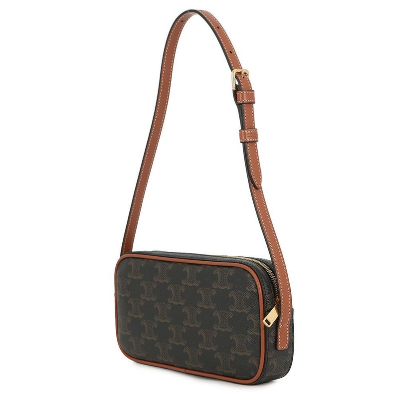 セリーヌ ショルダーバッグ トリオンフ ミニカメラバッグ 刺繍 PVC/レザー 10J582 CELINE バッグ ブラウン