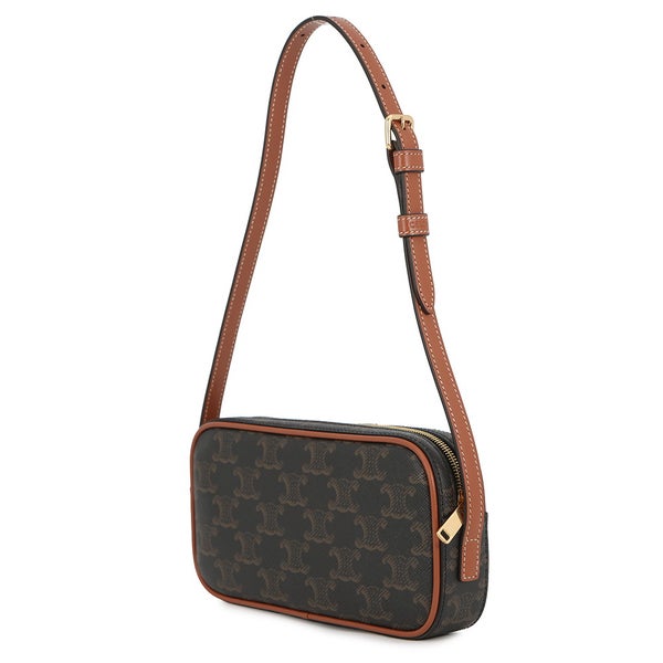 セリーヌ ショルダーバッグ トリオンフ ミニカメラバッグ 刺繍 PVC/レザー 10J582 CELINE バッグ ブラウン