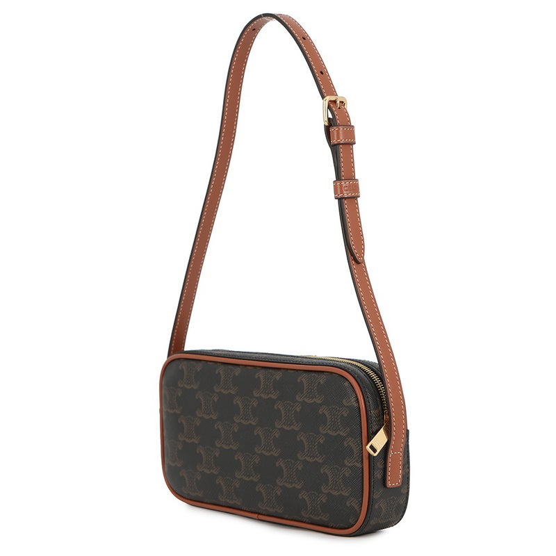 セリーヌ ショルダーバッグ トリオンフ ミニカメラバッグ 刺繍 PVC/レザー 10J582 CELINE バッグ ブラウン