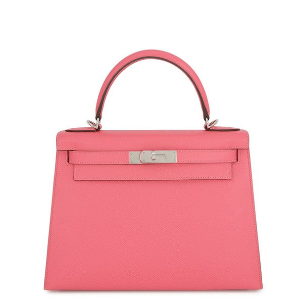 エルメス ハンドバッグ ケリー28 外縫い ローズアザレ/シルバー金具 エプソン D刻印 ２wayショルダー
