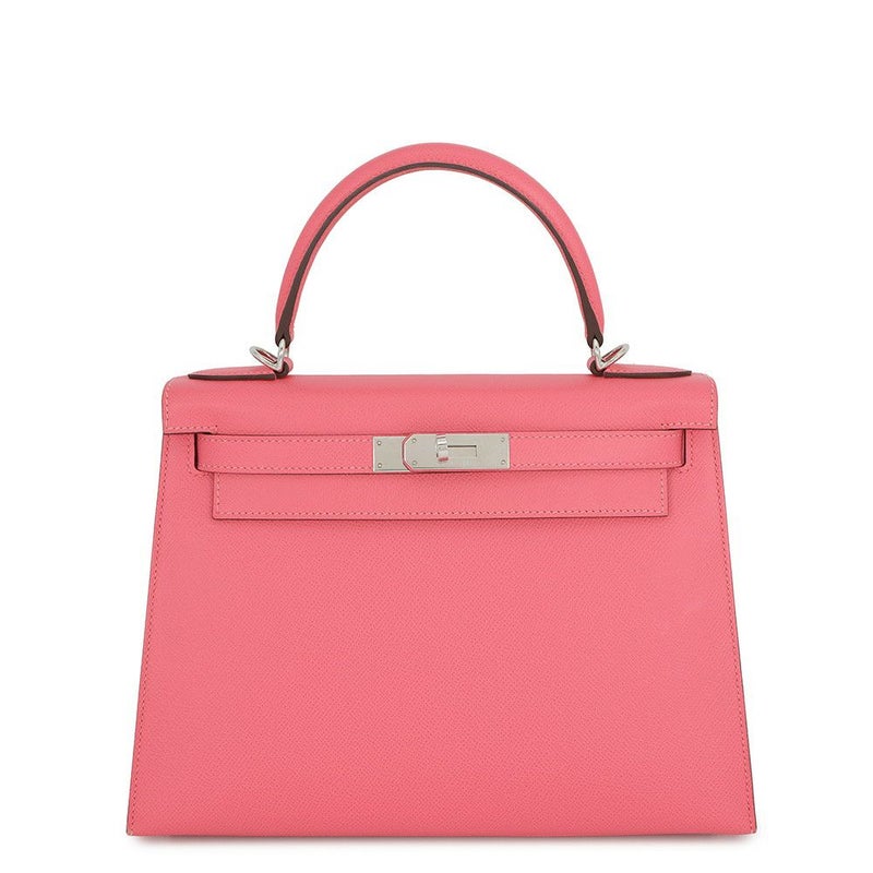 エルメス ハンドバッグ ケリー28 外縫い ローズアザレ/シルバー金具 エプソン D刻印 ２wayショルダー