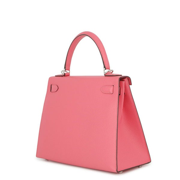 エルメス ハンドバッグ ケリー28 外縫い ローズアザレ/シルバー金具 エプソン D刻印 ２wayショルダー