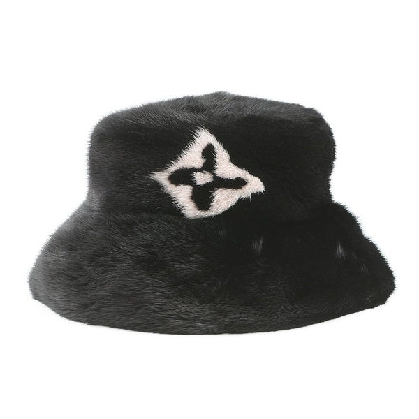 ルイヴィトン ハット モノグラムフラワー バケットハット LV コージー ミンク LOUIS VUITTON 帽子 黒 ブラック