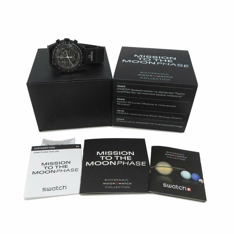 スウォッチ オメガ コラボ ミッション トゥ ザ ムーンフェイズ ニュームーン スヌーピー SO33B700 黒文字盤