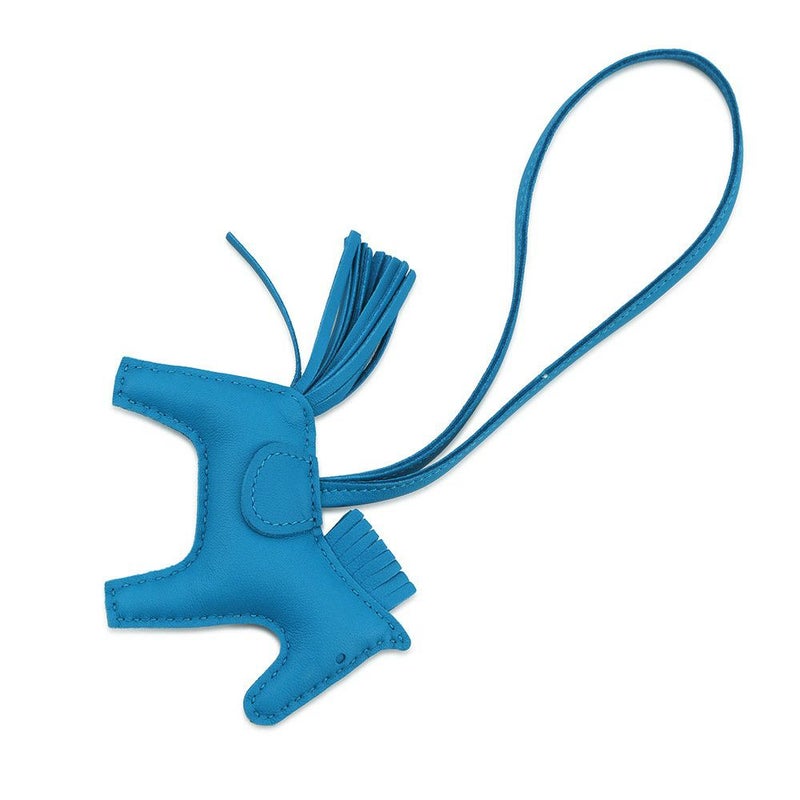 エルメス バッグチャーム ロデオPM ブルーザンジバル ラムスキン HERMES