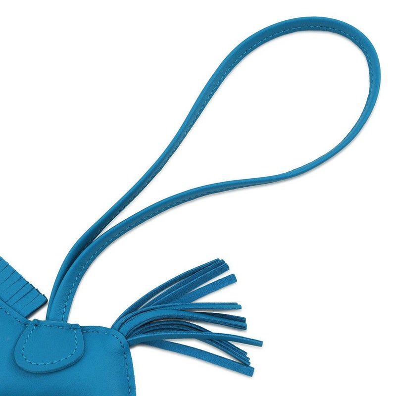 エルメス バッグチャーム ロデオPM ブルーザンジバル ラムスキン HERMES