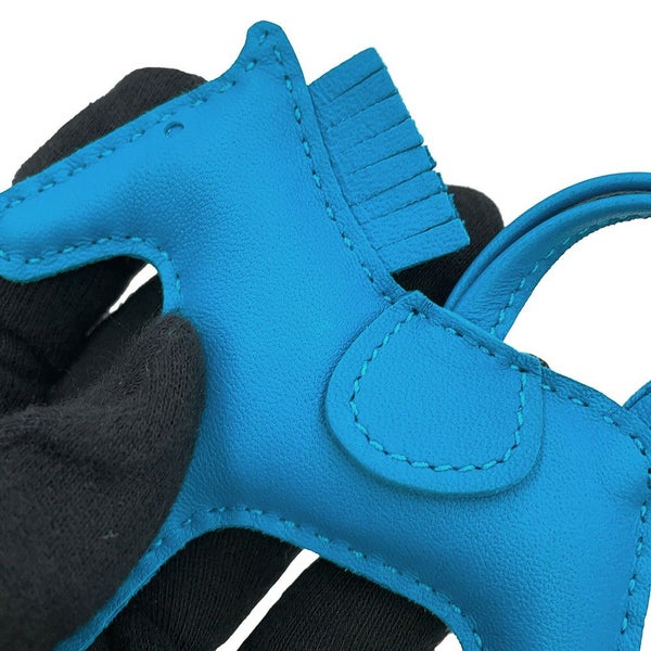 エルメス バッグチャーム ロデオPM ブルーザンジバル ラムスキン HERMES