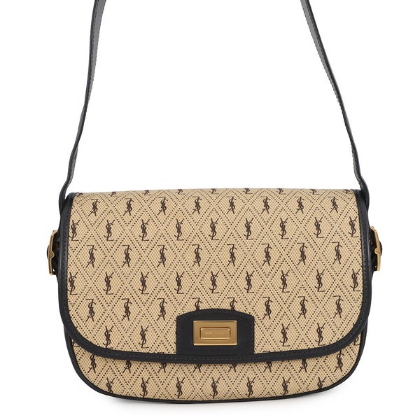 サンローランパリ ショルダーバッグ モノグラム サッチェル オールオーバー ミディアム 585006 SAINT LAURENT PARIS 黒
