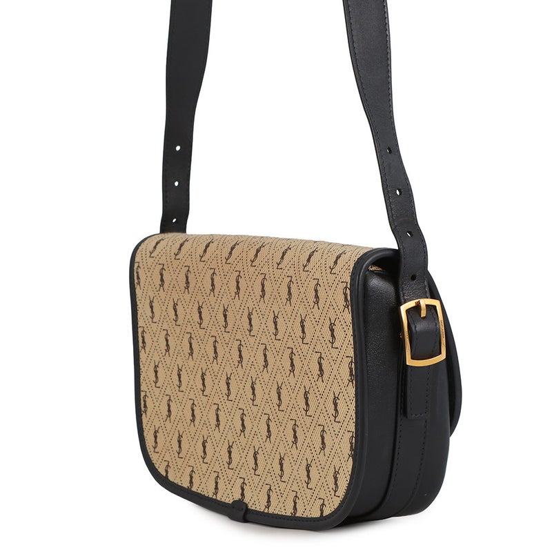 サンローランパリ ショルダーバッグ モノグラム サッチェル オールオーバー ミディアム 585006 SAINT LAURENT PARIS 黒
