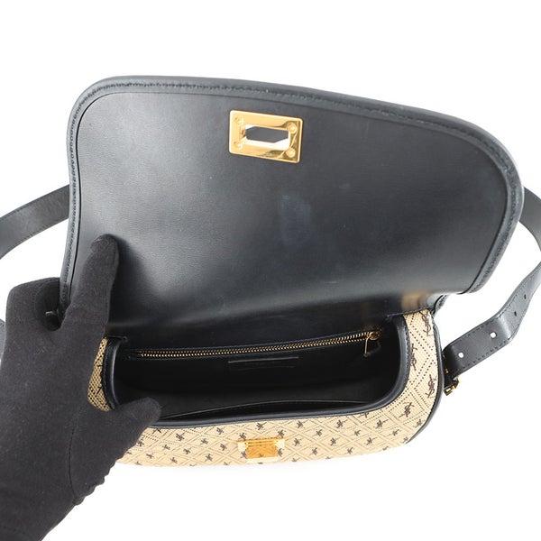 サンローランパリ ショルダーバッグ モノグラム サッチェル オールオーバー ミディアム 585006 SAINT LAURENT PARIS 黒