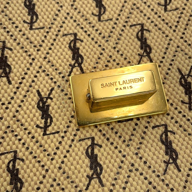 サンローランパリ ショルダーバッグ モノグラム サッチェル オールオーバー ミディアム 585006 SAINT LAURENT PARIS 黒