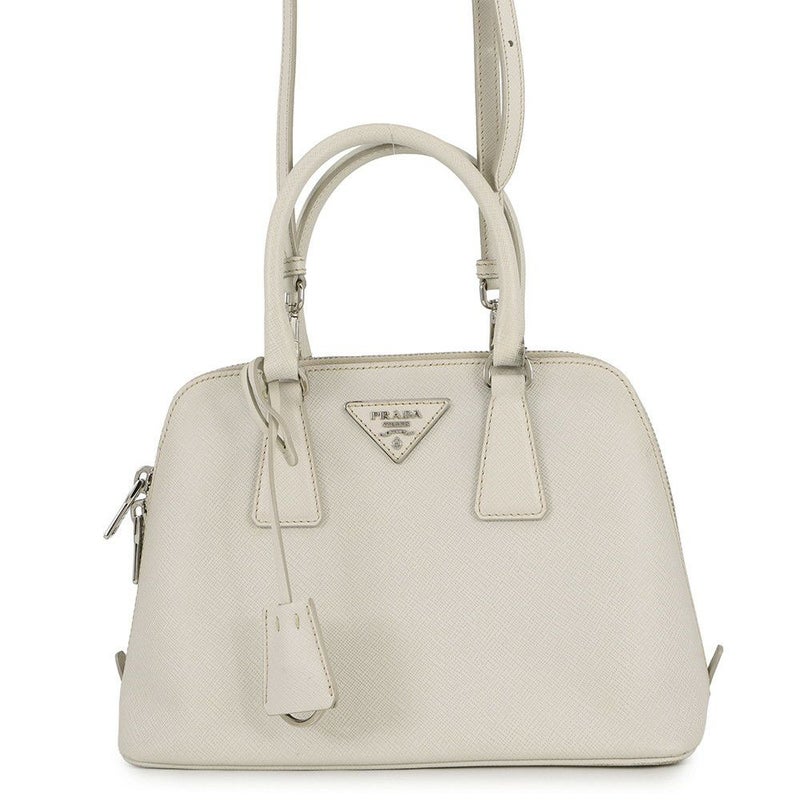 プラダ ハンドバッグ  プロムナード トライアングルロゴ サフィアーノ レザー BL0838 PRADA 2wayショルダー 白