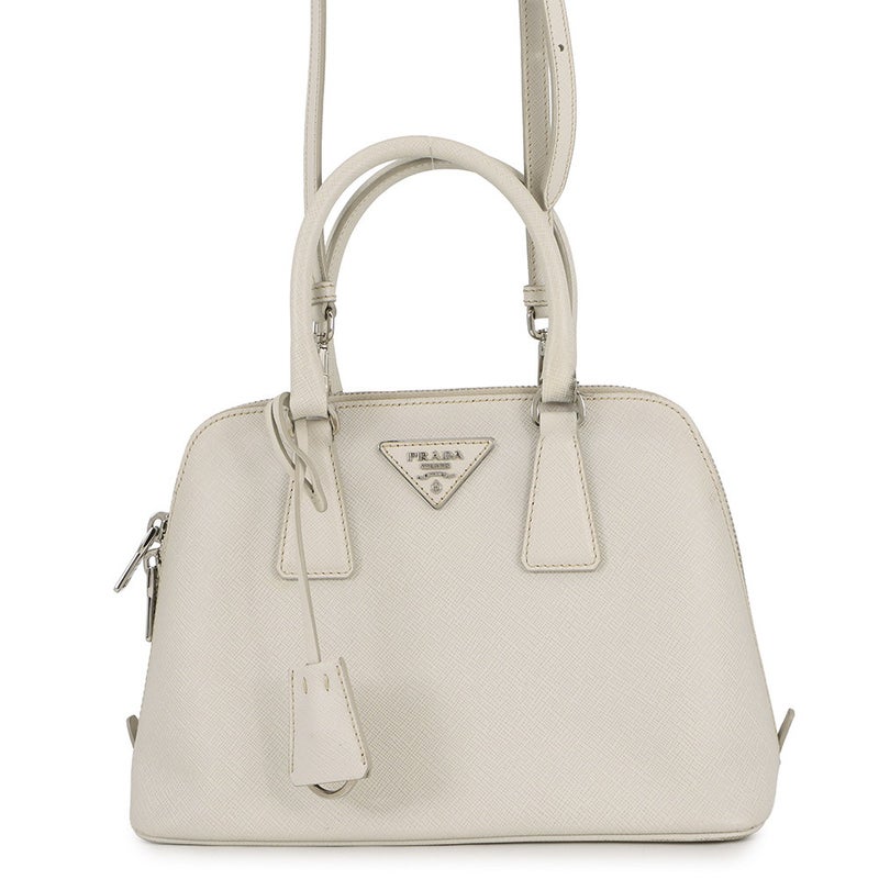 プラダ ハンドバッグ  プロムナード トライアングルロゴ サフィアーノ レザー BL0838 PRADA 2wayショルダー 白