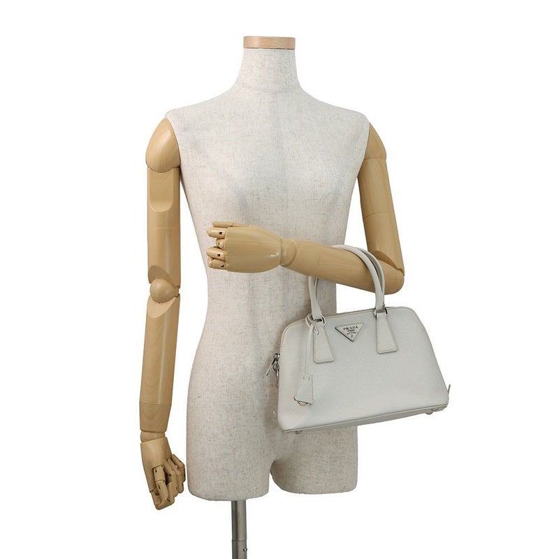 プラダ ハンドバッグ  プロムナード トライアングルロゴ サフィアーノ レザー BL0838 PRADA 2wayショルダー 白