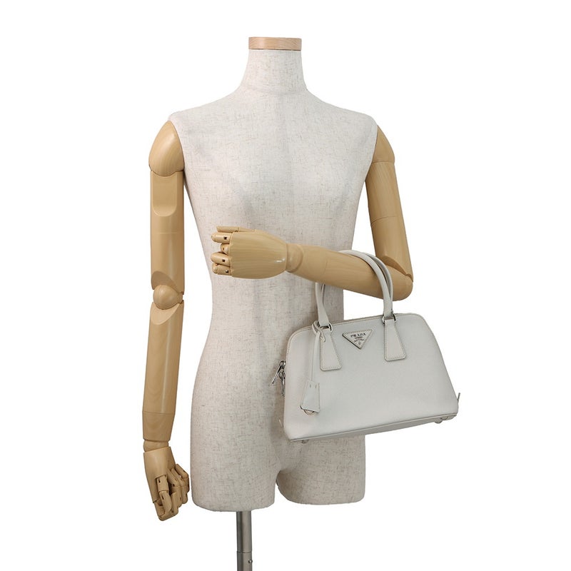 プラダ ハンドバッグ  プロムナード トライアングルロゴ サフィアーノ レザー BL0838 PRADA 2wayショルダー 白