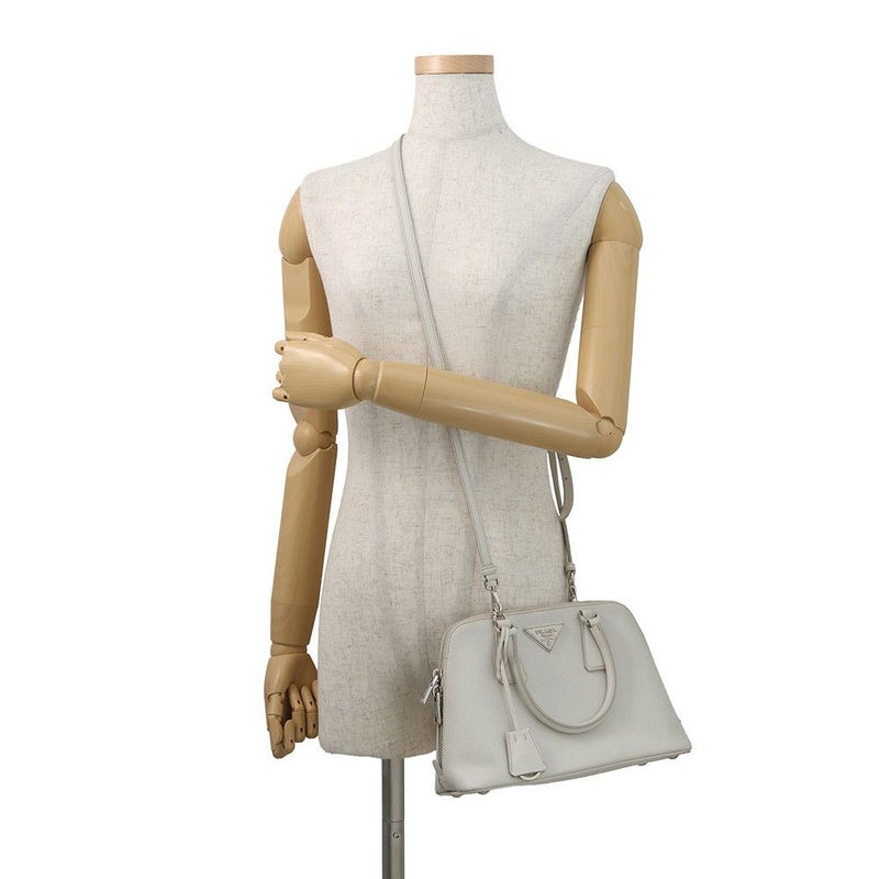 プラダ ハンドバッグ  プロムナード トライアングルロゴ サフィアーノ レザー BL0838 PRADA 2wayショルダー 白