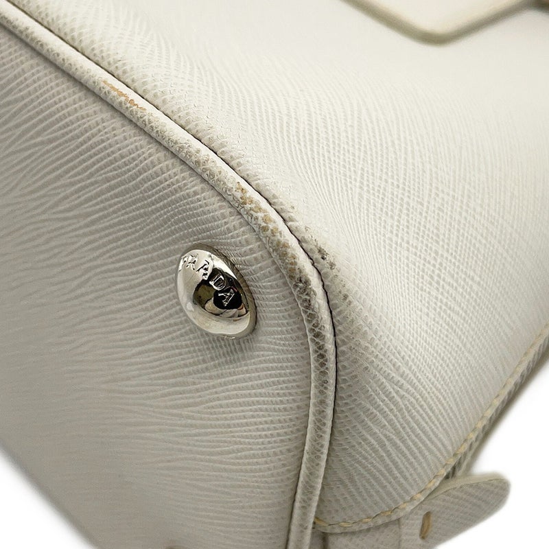 プラダ ハンドバッグ  プロムナード トライアングルロゴ サフィアーノ レザー BL0838 PRADA 2wayショルダー 白