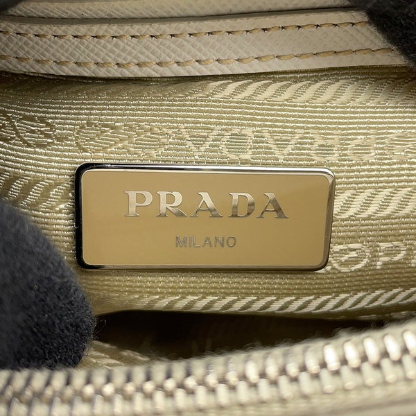 プラダ ハンドバッグ  プロムナード トライアングルロゴ サフィアーノ レザー BL0838 PRADA 2wayショルダー 白