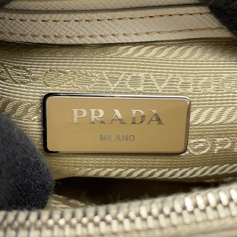 プラダ ハンドバッグ  プロムナード トライアングルロゴ サフィアーノ レザー BL0838 PRADA 2wayショルダー 白