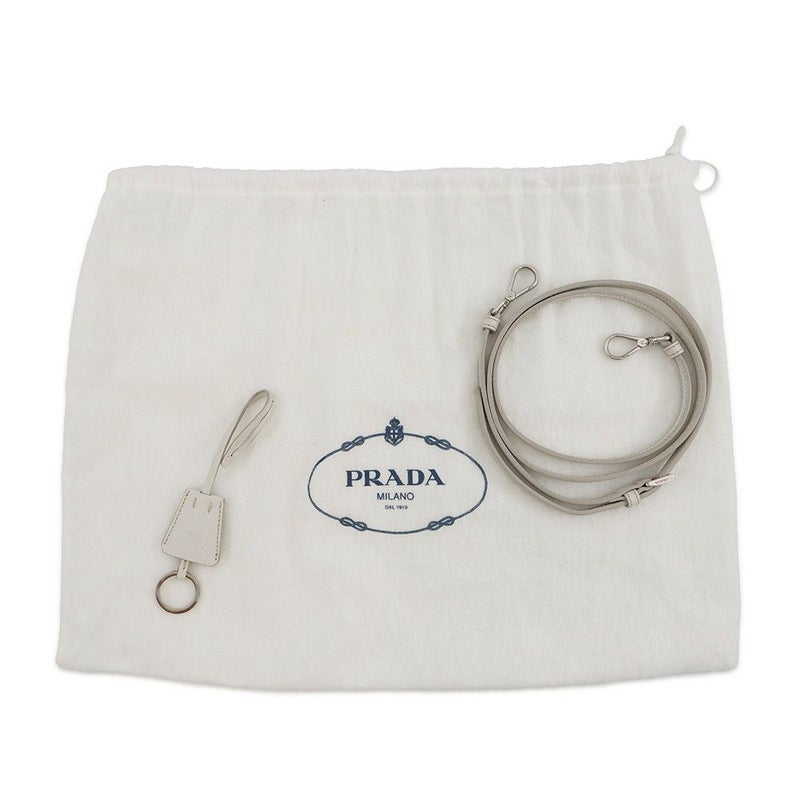 プラダ ハンドバッグ  プロムナード トライアングルロゴ サフィアーノ レザー BL0838 PRADA 2wayショルダー 白