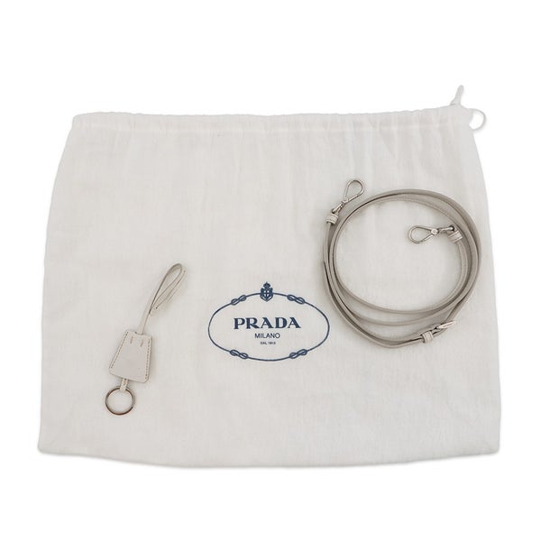 プラダ ハンドバッグ  プロムナード トライアングルロゴ サフィアーノ レザー BL0838 PRADA 2wayショルダー 白