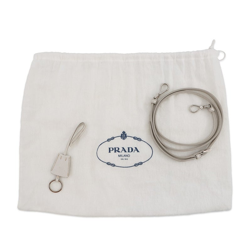プラダ ハンドバッグ  プロムナード トライアングルロゴ サフィアーノ レザー BL0838 PRADA 2wayショルダー 白