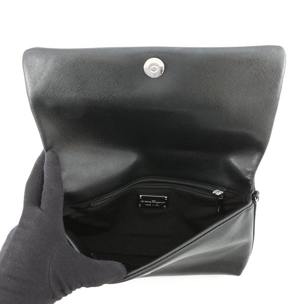 サルヴァトーレ・フェラガモ チェーンショルダーバッグ ヴァラ リボン パテント レザー 21C671 Ferragamo 黒