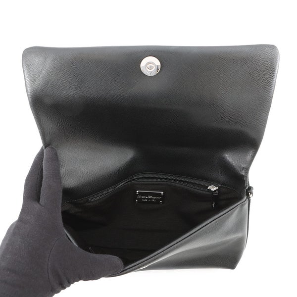 サルヴァトーレ・フェラガモ チェーンショルダーバッグ ヴァラ リボン パテント レザー 21C671 Ferragamo 黒