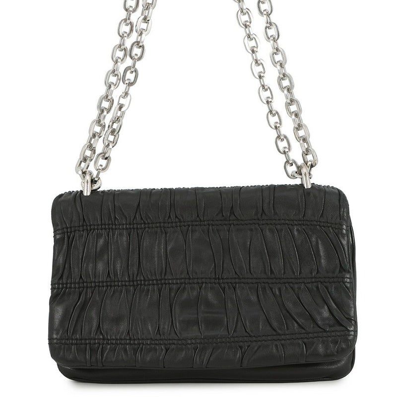 プラダ チェーンショルダーバッグ ロゴ レザー PRADA 2ｗay 黒