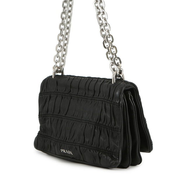 プラダ チェーンショルダーバッグ ロゴ レザー PRADA 2ｗay 黒