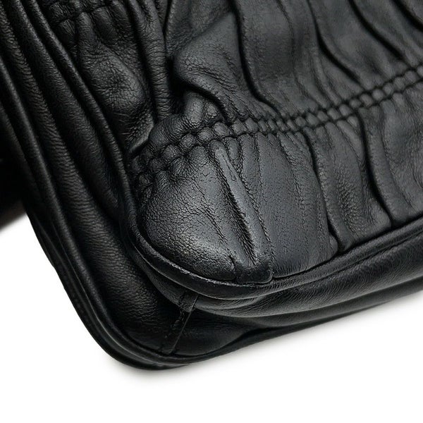 プラダ チェーンショルダーバッグ ロゴ レザー PRADA 2ｗay 黒