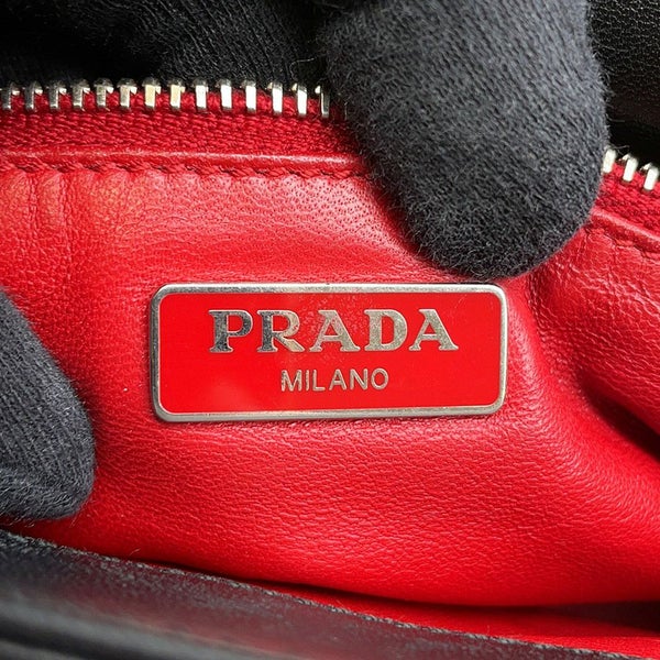 プラダ チェーンショルダーバッグ ロゴ レザー PRADA 2ｗay 黒