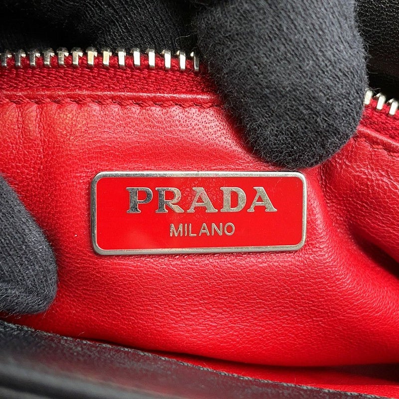 プラダ チェーンショルダーバッグ ロゴ レザー PRADA 2ｗay 黒