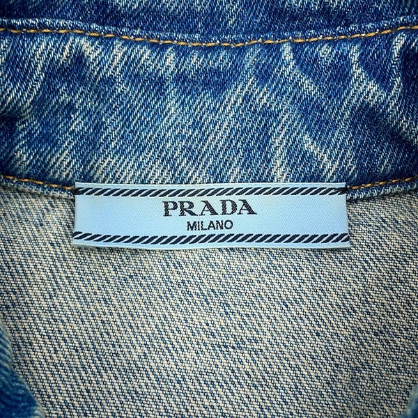 プラダ シャツ オーバーサイズ ダメージ加工 オーガニックデニム シャツ レディースサイズ36 GFC036 PRADA トップス