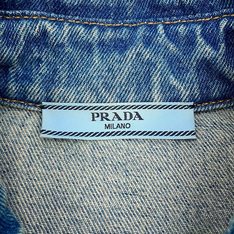 プラダ シャツ オーバーサイズ ダメージ加工 オーガニックデニム シャツ レディースサイズ36 GFC036 PRADA トップス