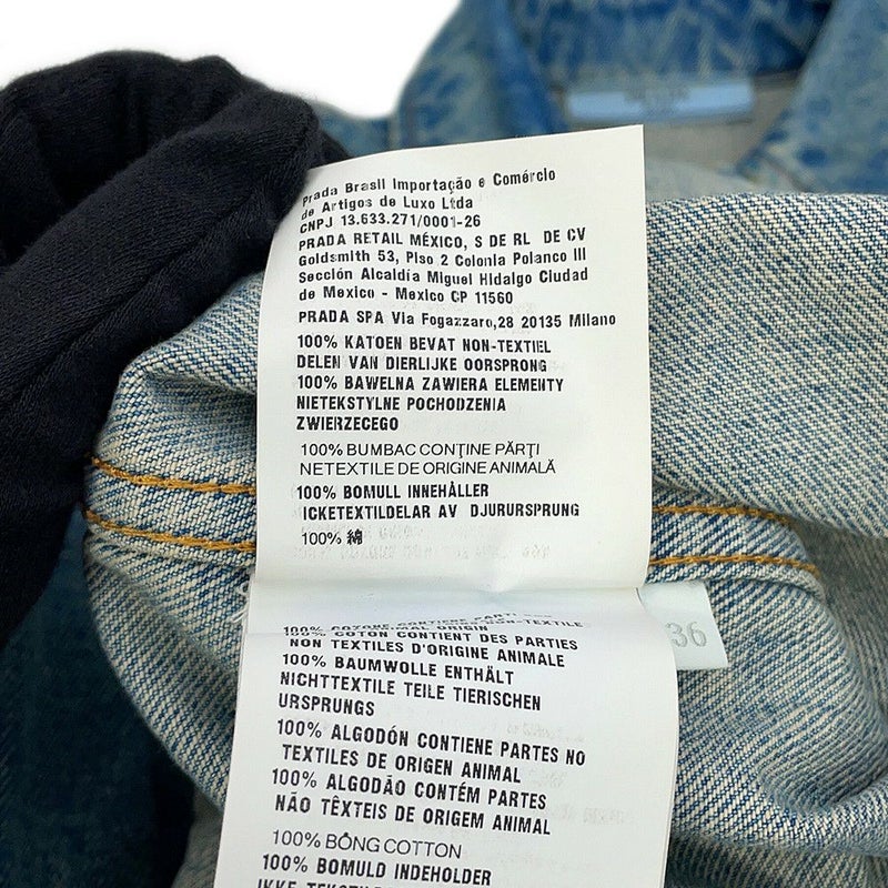 プラダ シャツ オーバーサイズ ダメージ加工 オーガニックデニム シャツ レディースサイズ36 GFC036 PRADA トップス