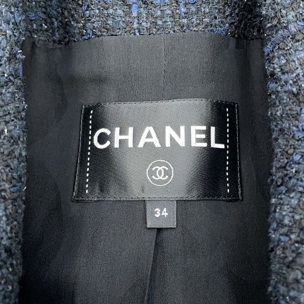 シャネル コート ツイード ダブルブレストコート レディースサイズ34 P64017 CHANEL アウター 黒