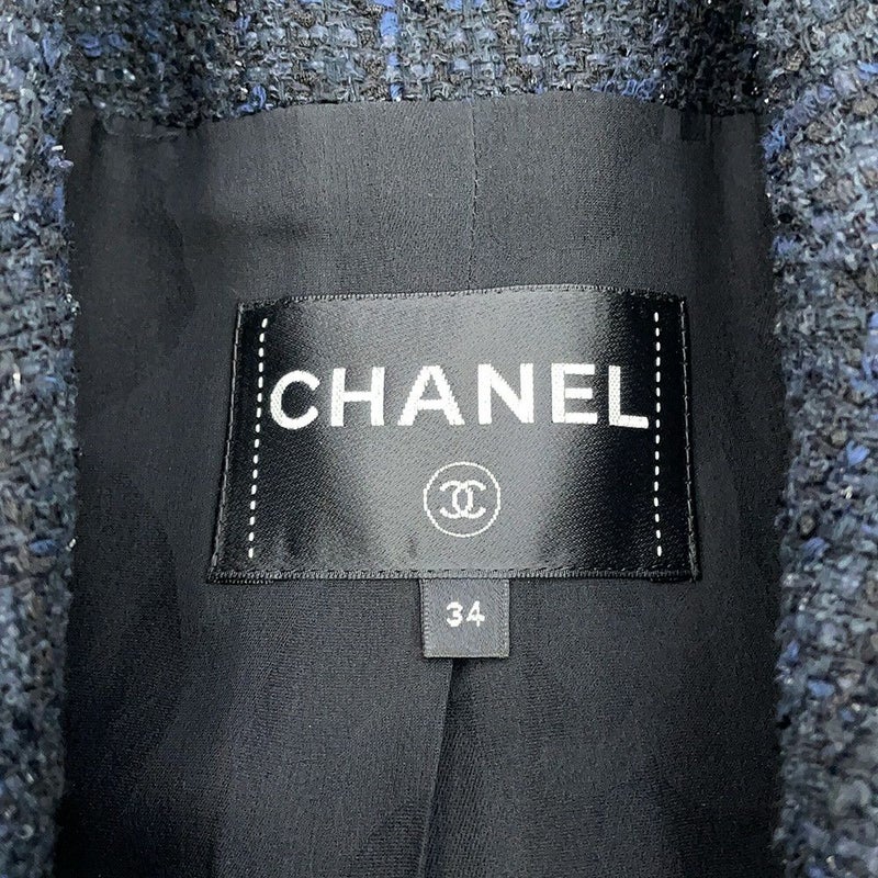 シャネル コート ツイード ダブルブレストコート レディースサイズ34 P64017 CHANEL アウター 黒
