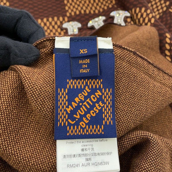 ルイヴィトン Tシャツ ダミエ ウィズストラス クルーネック ニットトップス メンズサイズXS LOUIS VUITTON トップス