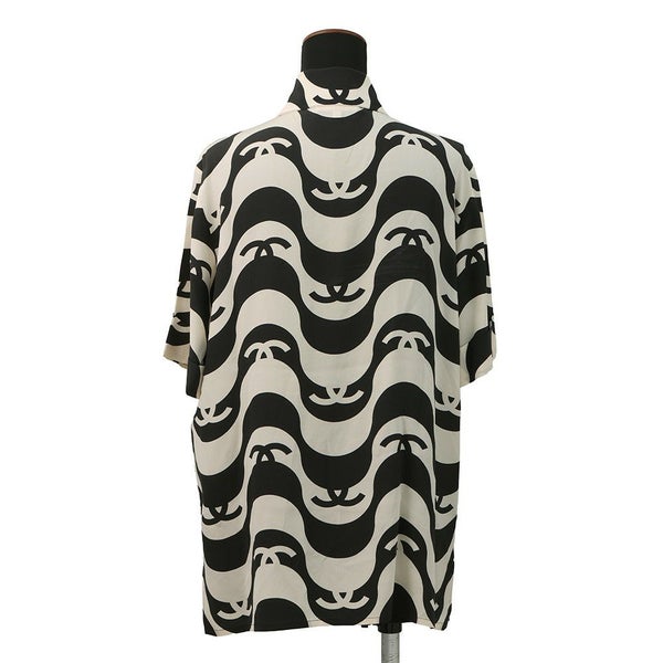 シャネル 半袖シャツ ココマーク ウェーブ シャツ シルク レディースサイズ36 P70211 CHANEL トップス 黒