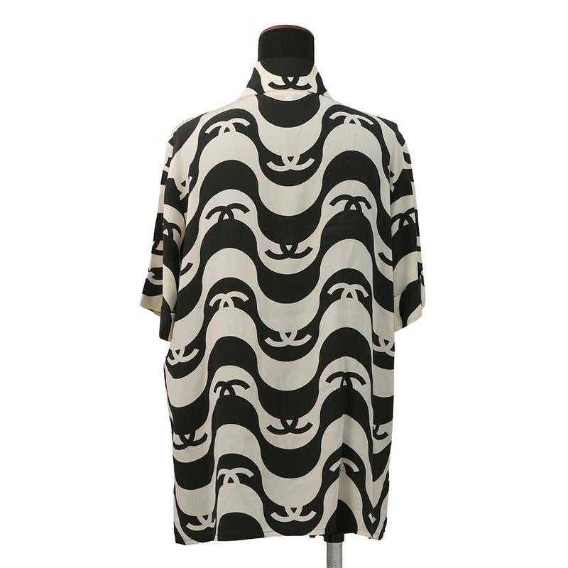 シャネル 半袖シャツ ココマーク ウェーブ シャツ シルク レディースサイズ36 P70211 CHANEL トップス 黒