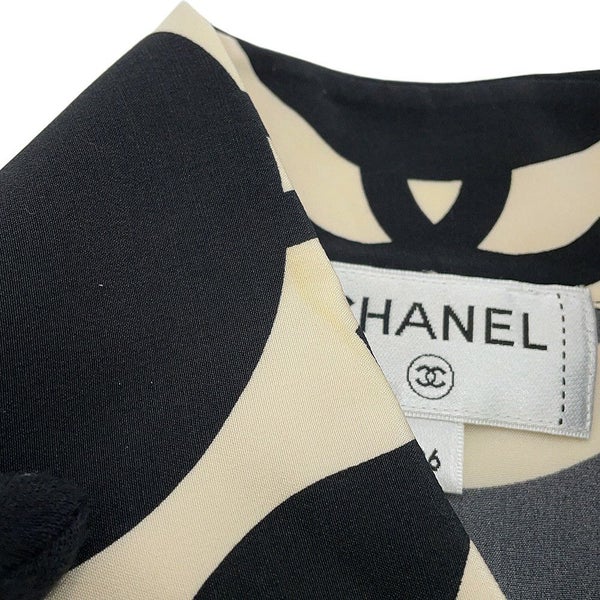 シャネル 半袖シャツ ココマーク ウェーブ シャツ シルク レディースサイズ36 P70211 CHANEL トップス 黒