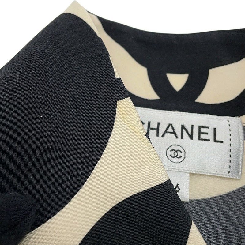 シャネル 半袖シャツ ココマーク ウェーブ シャツ シルク レディースサイズ36 P70211 CHANEL トップス 黒