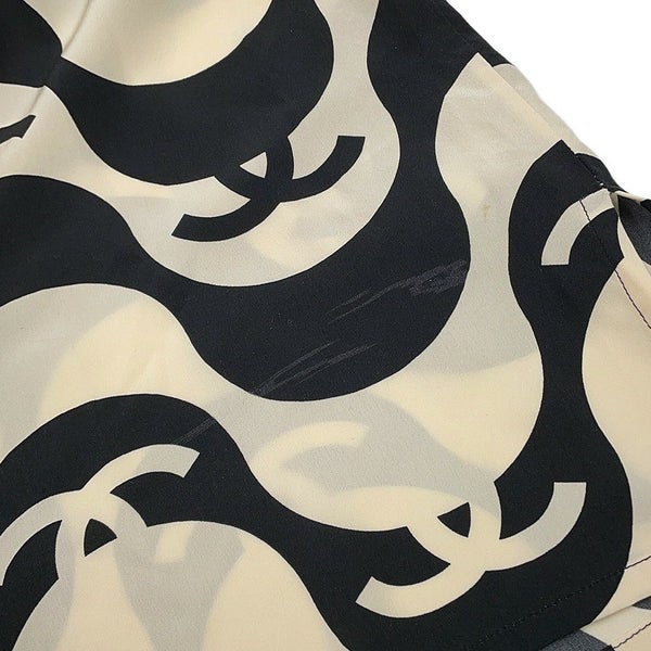 シャネル 半袖シャツ ココマーク ウェーブ シャツ シルク レディースサイズ36 P70211 CHANEL トップス 黒